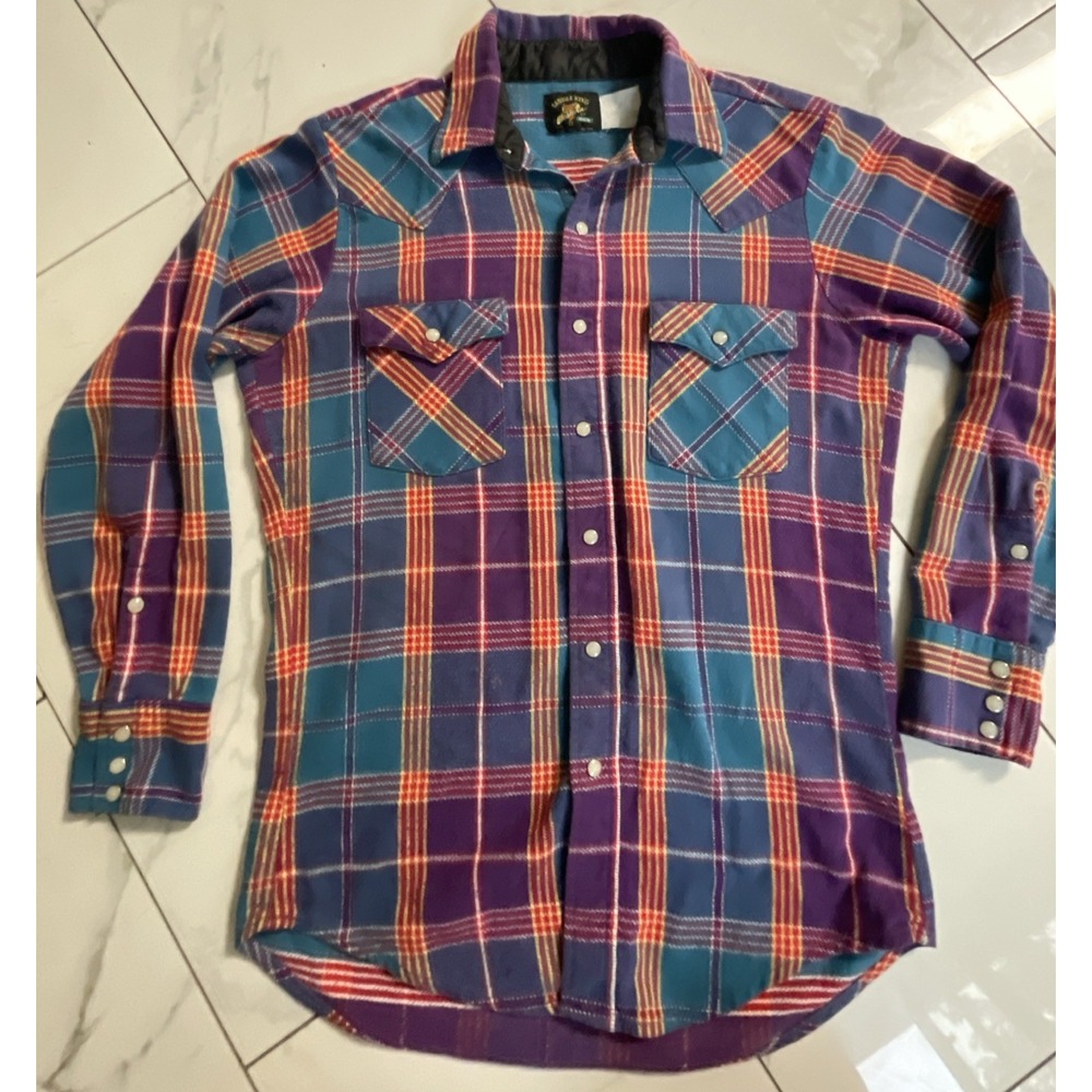 Vintage Saddle King Western Pearl Snap Shirt Size‎ Medium  Plaid
